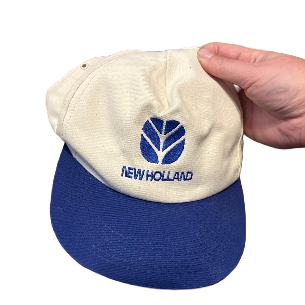 K Products New Holland Canvas Snap Back Trucker Hat Farming USA Made Vintage
